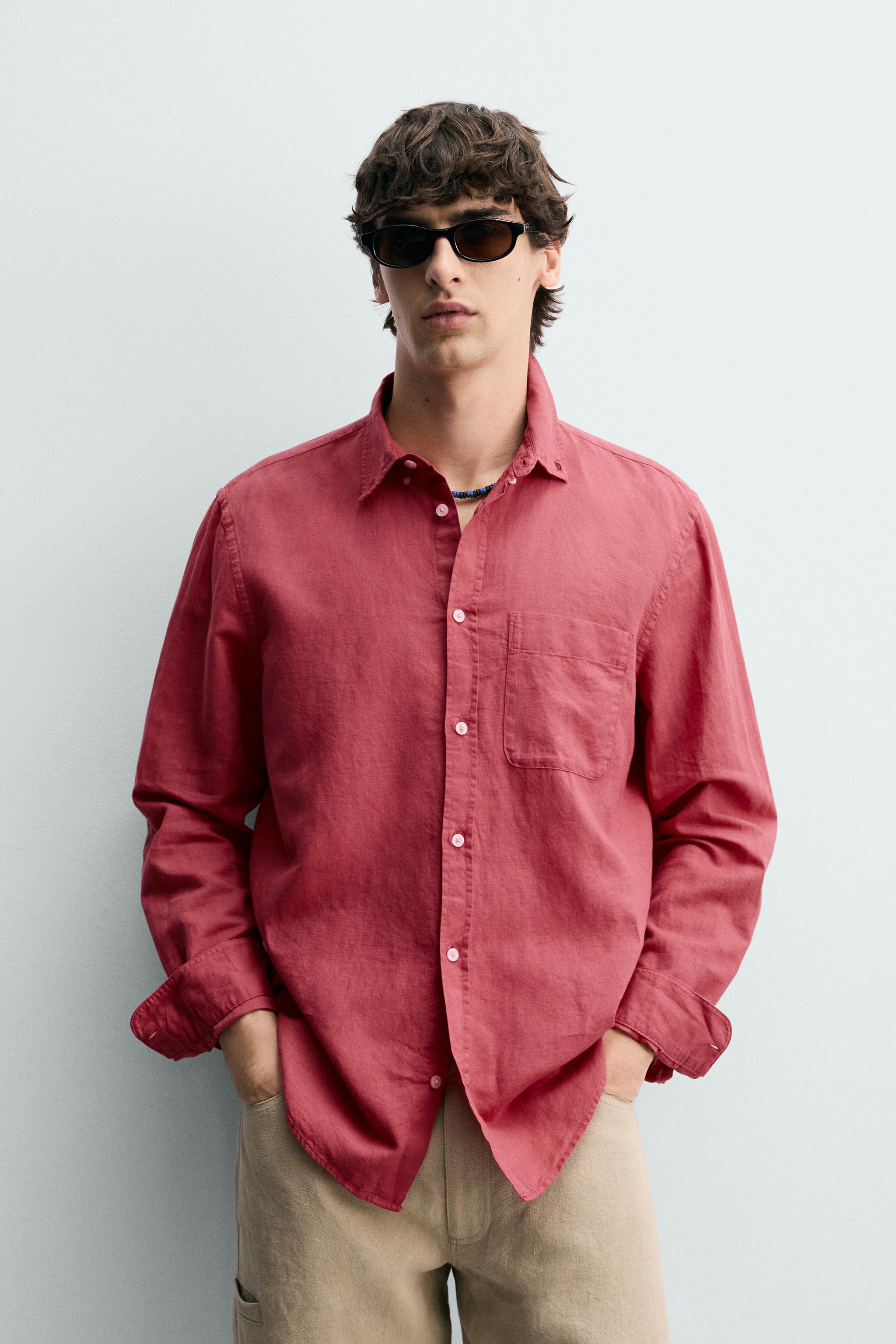 REGULAR FIT LINEN - COTTON SHIRT